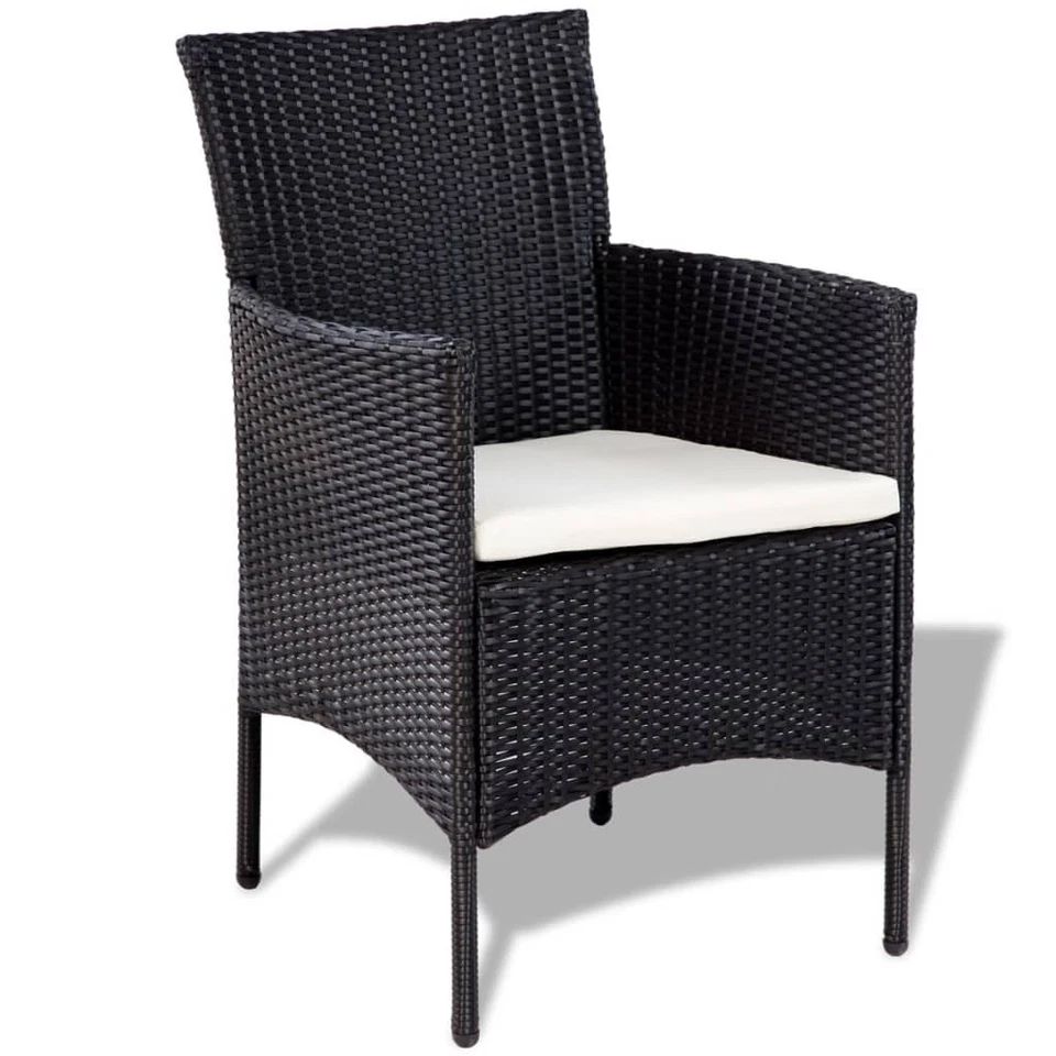 Outdoor Furniture Set Black and Cream White PE rattan - Image 4 of 4