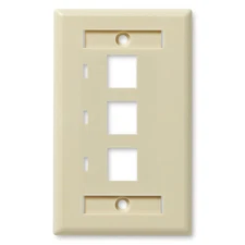 NavePoint Keystone Jack Wall Plate 3-Port, Single Gang, Ivory, 10-Pack