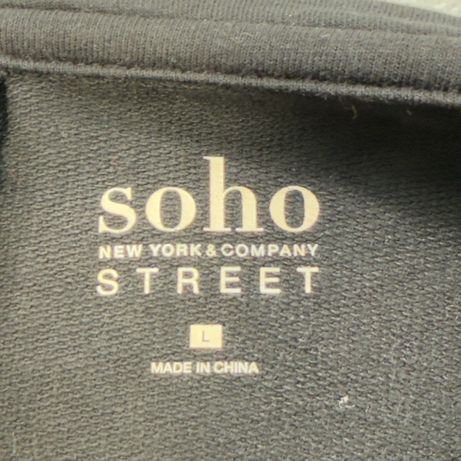 Soho Street Sweatshirt Dress Womens L Black Embroidered Balloon Sleeve Pockets image 7