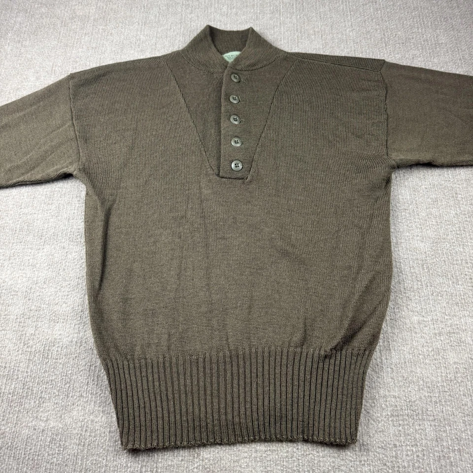 Suéter de Lana Militar de Estados Unidos De Colección Para Hombres X-Grande Oliva Drab 5 Botones Pullover Años 80 Foto 3 de 4