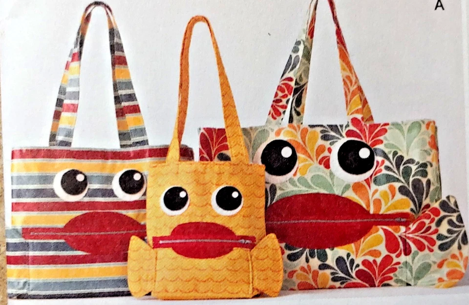 Simplicity 1631 Silly Face Tote Bags Beach, Shopping, Travel, School, 3 Sizes - Image 4 of 4