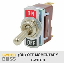 (On)/Off MOMENTARY Toggle Switch Heavy Duty SPST 12V 2 6.3mm Terminal Car Boat