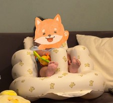QPAU Inflatable Baby Seat with Safety Harness, Baby Chair for Sitting up 3-9 Mo