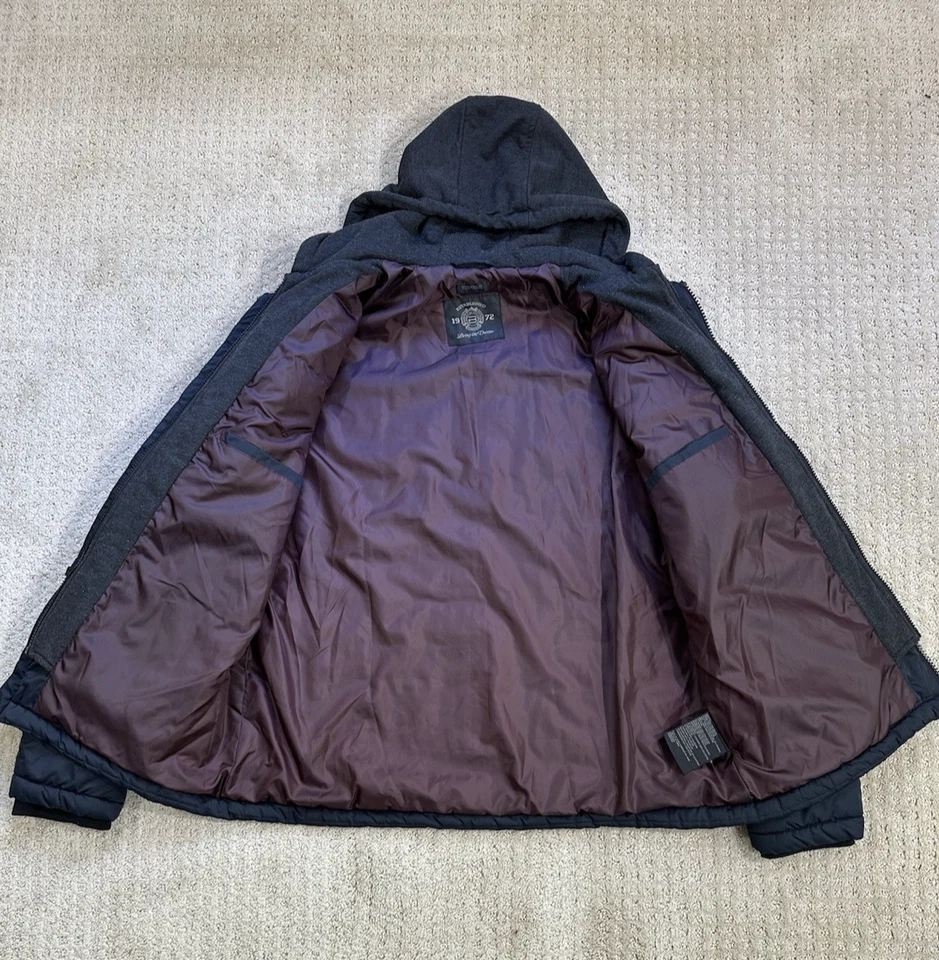 Abrigo de Invierno Buffalo David Bitton Para Hombre Grande Acolchado Capucha Puffer Chaqueta Azul Marino Foto 2 de 4