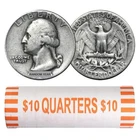 90% Silver Washington Quarters 40-Coin Roll Avg Circ