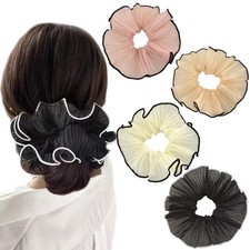 Big Hair Scrunchies Chiffon Extra Large Elastic Bands Ponytail Holder 4 PCS