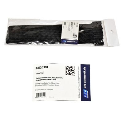 EFB Elektronik KB12-230B Hook and Loop cable ties 10pcs/pack black 230mm/12mm...