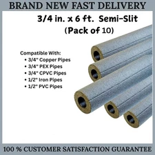 3/4 in. x 6 ft. Foam Semi-Slit Pipe Insulation (Pack of 10)