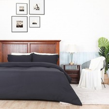 3-Piece Duvet Cover Set Comforter Set with 2 Pillowcases Queen Size Black