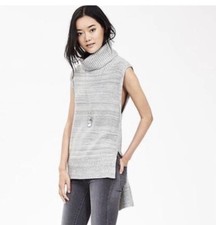 Banana Republic sleeveless high low hem turtleneck gray sweater Sz XS-A67