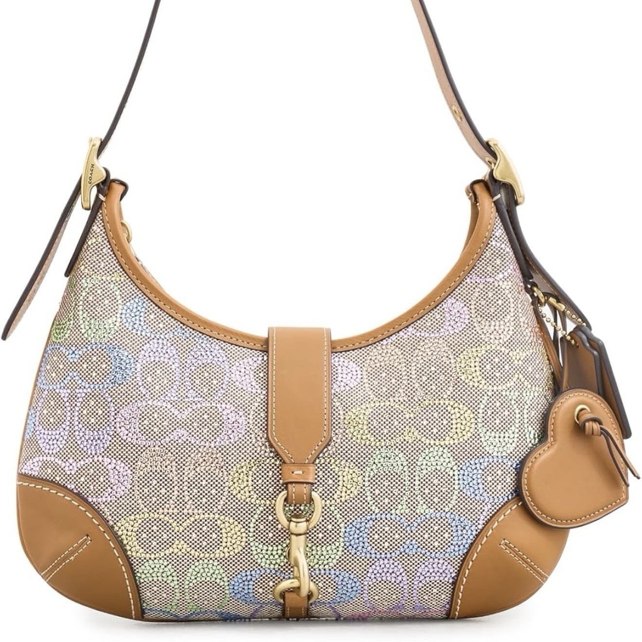 NWT COACH Rainbow Candy Crystal Hamptons Hobo Bag Signature Jacquard