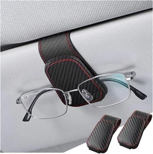 2PCS Magnetic Leather Car Visor Sunglasses Holder Clip Card Cash Organizer