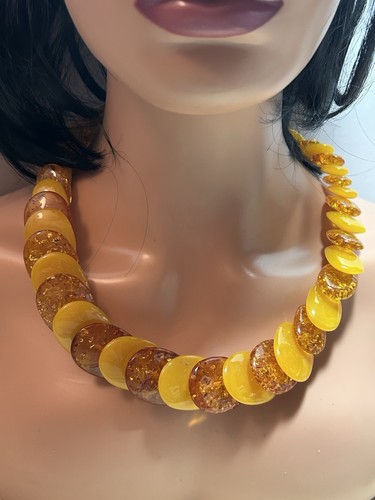 Collana vintage MCM Baltico polacco butterscotch tuorlo d'uovo miele ambra 23,5" 134 g - Foto 6 di 18
