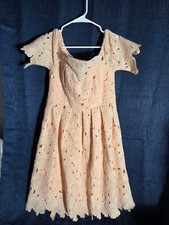 Women's Boohoo Blush Off Shoulder Lace Skater Mini Dress Size 8 cottagecore y2k