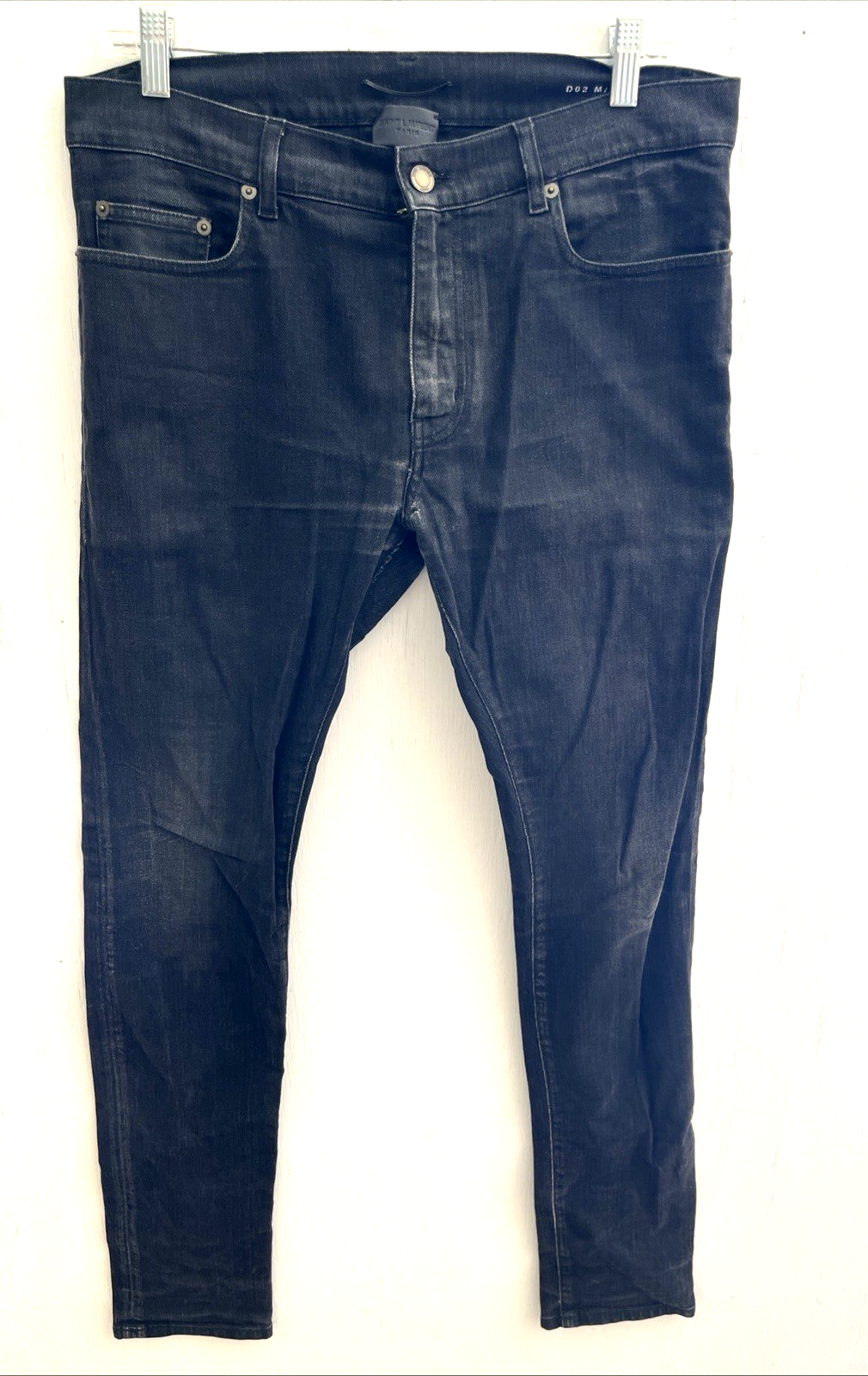 Jeans SAINT LAURENT Paris nero gamba skinny effetto invecchiato D02 M SK LW 32 34 difetti