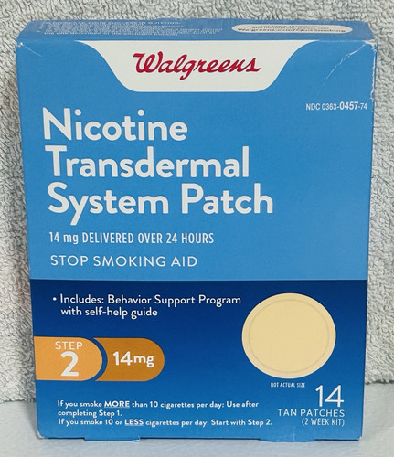 Nicotine walgreens transdermal system 14Patches STEP 2 14mg Ex3/25