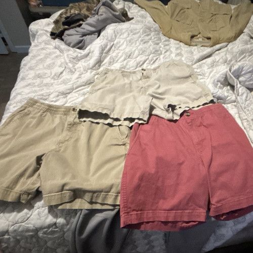 Baby Boy Lot of 2 Cotton Solid Shorts Beige/Khaki & Red Summer Size 3T
