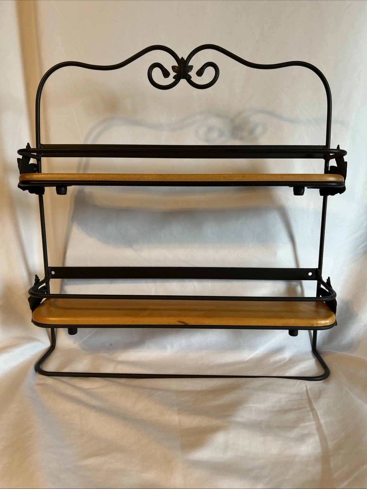 Longaberger Wrought iron 3 Tier Spice Rack With 2 Woodcrafts shelves