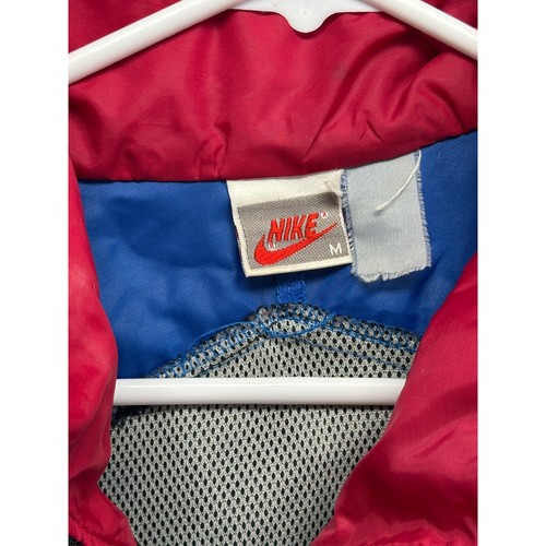 Giacca a vento Nike nylon vintage anni 90 color block cappuccio medio ricamato - Foto 2 di 11