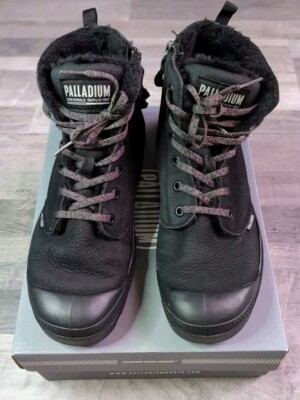 Palladium gefütterte Schnürstiefelette Pampa HI ZIP WL black schwar Größe 42 