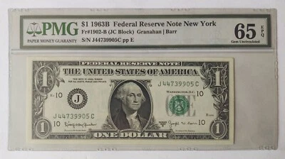 1963B Barr Series Note PMG 65 - Label Error Kansas City Note NOT New York - Image 1 of 2