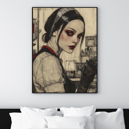 Gothic Nurse Fantasy Art Print Dark Academia Photo Picture Wall Art, UNFRAMED - Picture 11 of 57