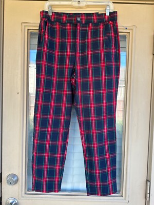Hollister Womens Plaid Tartan Ultra High Waist Large Red Pants