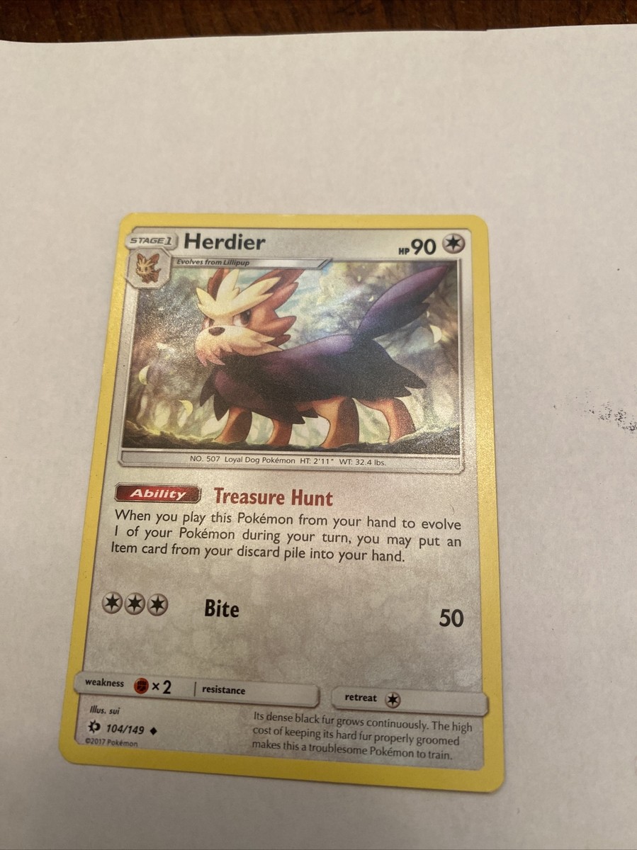 POKEMON Trading Card Stage 1 Herdier HP90 Treasure hunt Bite 104