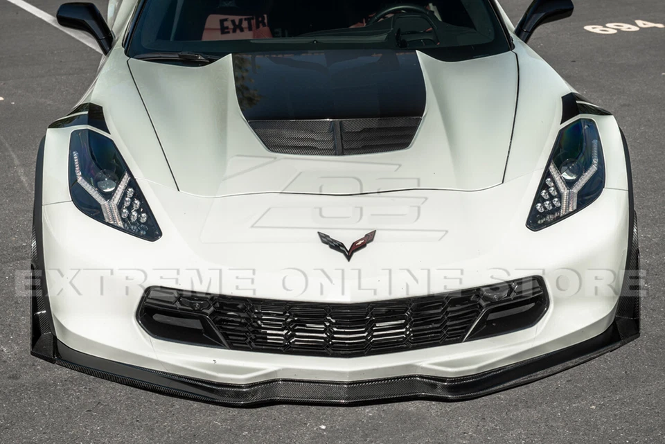 Para Corvette C7 14-19 | Z06 Etapa 3 Completo FIBRA DE CARBONO Labio Delantero y Alambres Laterales Foto 3 de 4