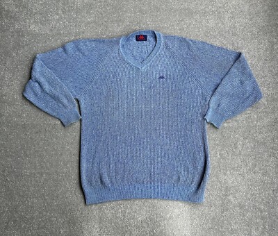 KAPPA Herren Vintage Pullover Langarm Gr. XL 90er Strickpullover Logo 1200 Blau