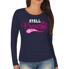 Damen Langarmshirt Longsleeve Stallprinzessin tiere reiten kuh schwein pferde 