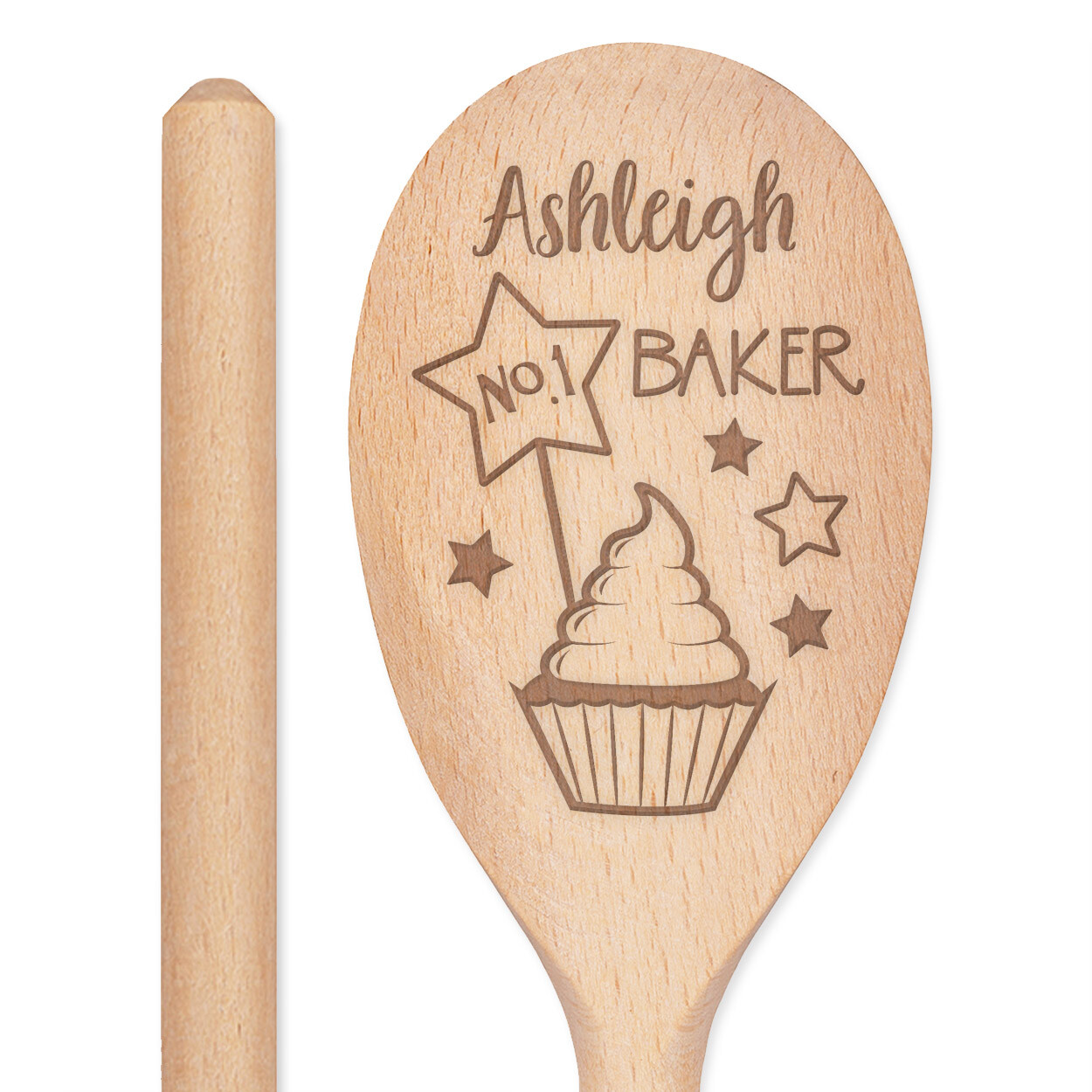 Personalised Custom Engraved Wooden Spoon No1 Baker Any Name Baking Chef