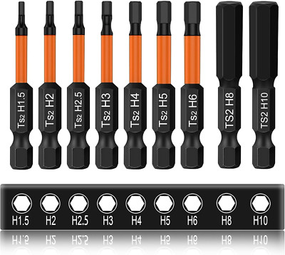 9 Stück Hex Sechskant Schraubendreher 50mm Lang Bits Set,1/4'' S2 Schlagschrauber