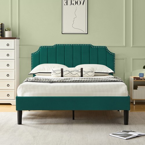 VECELO Bed Frame Twin/Full/Queen Size Wooden Slats Support Adjustable Headboard - Picture 13 of 60