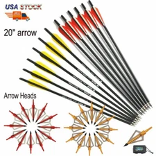 12X20 inch Crossbow Bolts Carbon Arrows +/12 Broadheads 100 grain Target Hunting