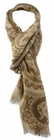 Tigertie Schal In Braun Beige Gemustert Mit Fransen - Gr. 180 X 50 Cm