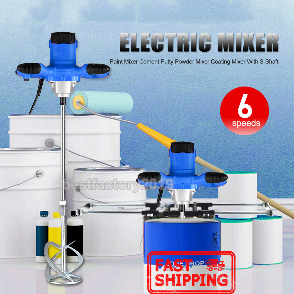 6Gear Paddle Mixer Electric Plaster Cement Mixing Paint Stirrer Plastering Whisk