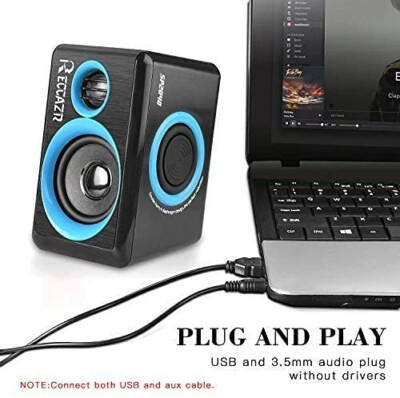 Reccazr SP2040 Computer Speakers – 2.0 Channel USB Wired With Deep Bass