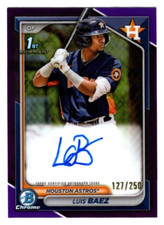 Luis Baez 2024 Bowman Chrome 1st Year Purple Refractor Autograph 127/250 Astros