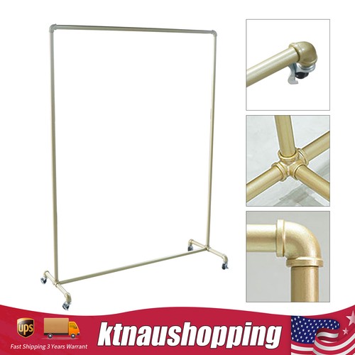 Heavy Duty Commercial Garment Rack Metal Rolling Clothing Shelf Retail Store New