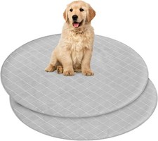 2 Pack Dog Pee Pads Washable 36" Round Whelping Pads Non SlipTraining Pads Gray