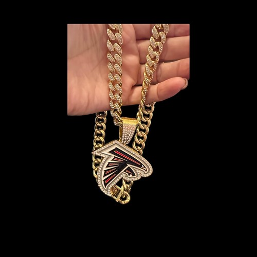 COLLAR/CADENA BLING HIP HOP ATLANTA HALCONES CHAPADO EN ORO 24 PULGADAS ESLABONES CUBANOS 14 MM - Imagen 3 de 13