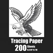 200 PCS Tracing Paper, A4 Size Artists Tracing Paper Trace Paper White Transluce