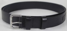 Polo Ralph Lauren Black Leather Belt Silver Buckle NWT