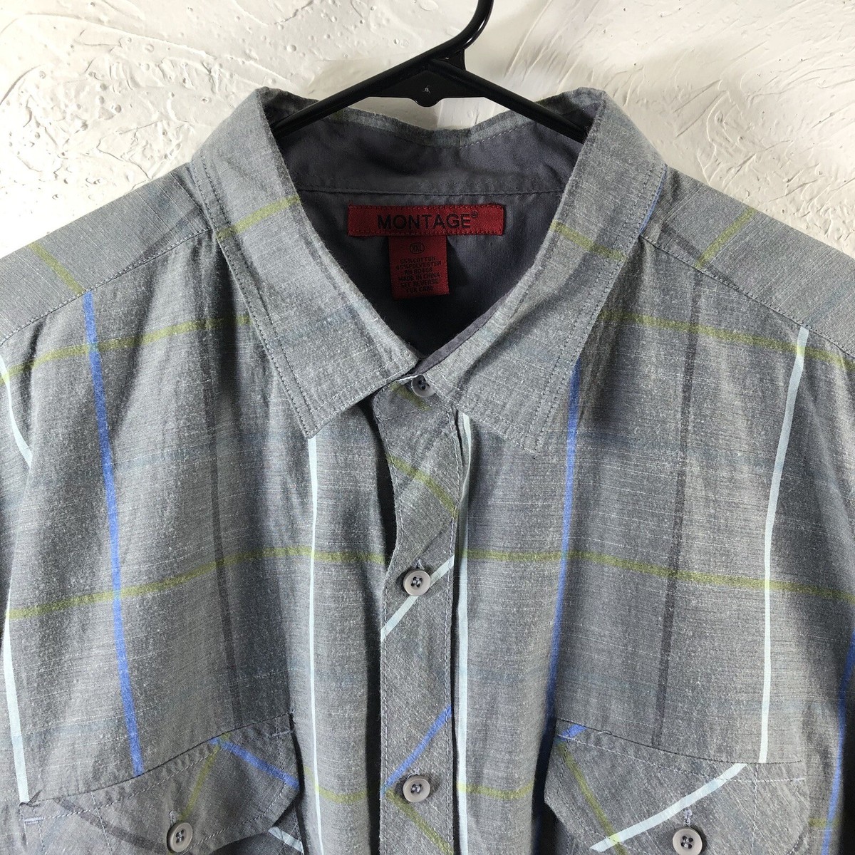 Montage Shirt Men's XXL Grey Button Soft Cotton Blend Long Sleeve