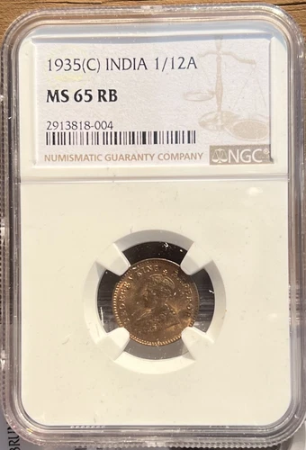 1935C British India 1/12 Anna NGC MS 65 RB