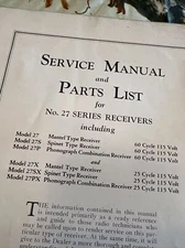Vintage no. 27 tube receiver SERVICE MANUAL 27S 28P 27X 27SX 27PX
