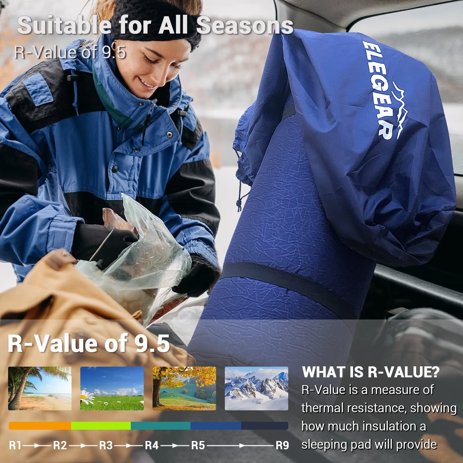 Elegear Self Inflating Sleeping Pad, 3.18'' Ultra-Thick Memory Foam... Fast Ship