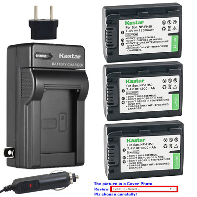 Kastar Battery Travel Charger for Sony NP-FH50 FH50 & Sony DCR-SR210 DCR-SR220