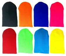 SOLID PLAIN BLANK LONG UNCUFFED KNIT BEANIE CAP SKI SKULL CAP WINTER SNOW RETRO